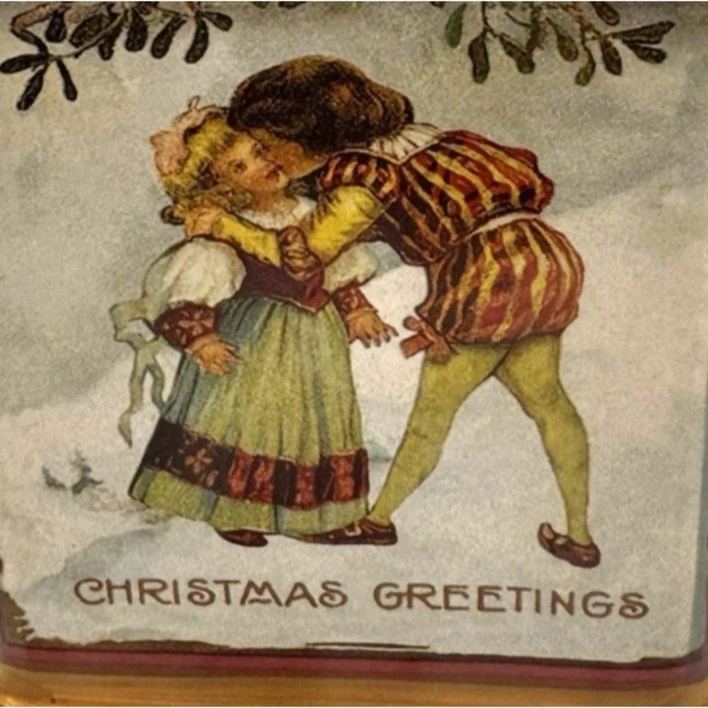 Christmas Cookie Jar Canister Vintage Style Christmas Greetings Sakura